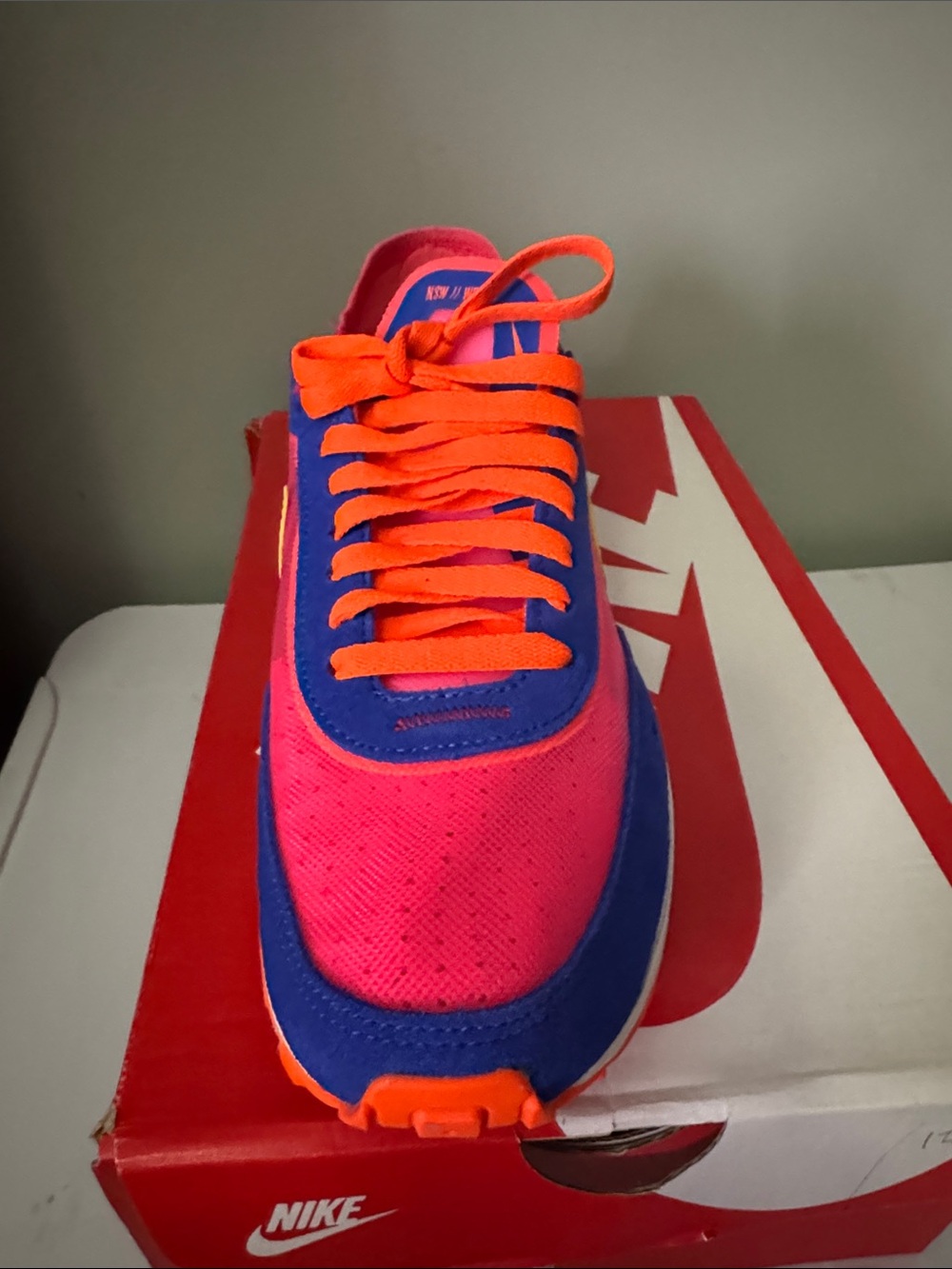 Nike Women's Waffle One Sneaker - Pink, Blue & Yellow - Picture 3 of 6